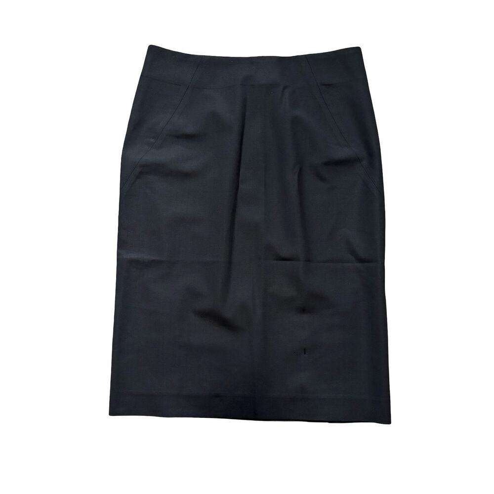 Theory Black Wool Stretch Pencil Skirt Tailored Career Workwear Size 0